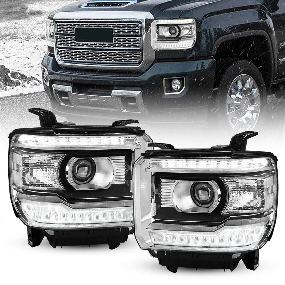 Headlight Set FOR 2014-2018 GMC Sierra 1500 2015-2019 Sierra 2500 HD 3500 HD EOA