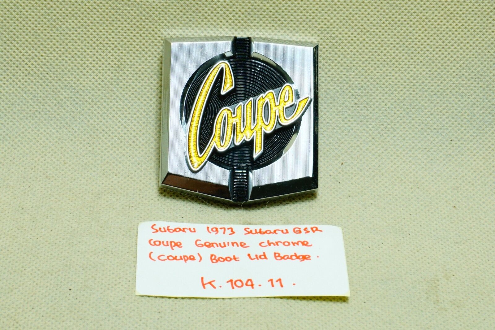 SUBARU COUPE- LEONE GSR DL 1973 COUPE  Emblem Badge NOS Genuine Japan 1x  RARE