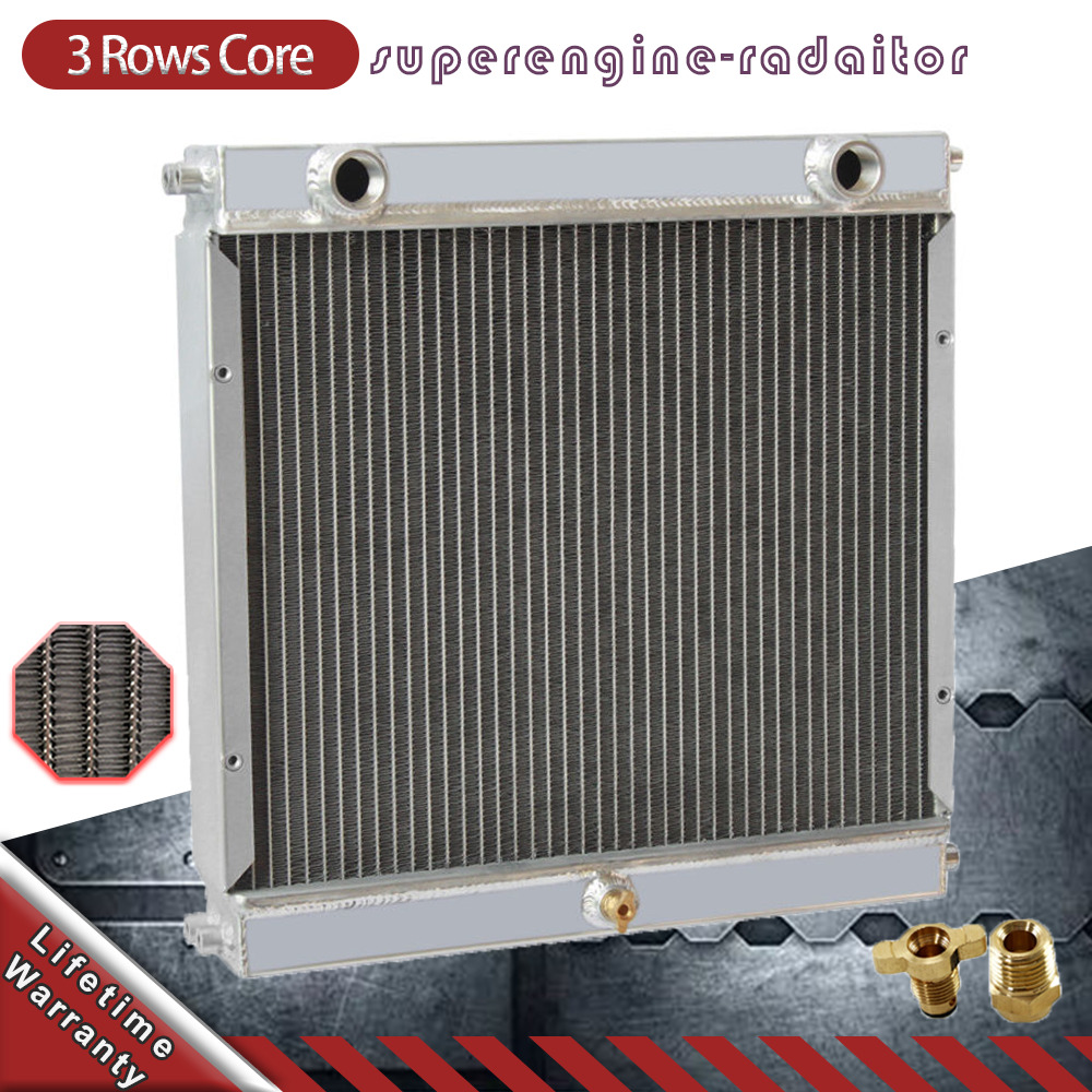 51963 Aluminum Radiator 3 Rows For Dragster Roadster Style Racing Double Pass US