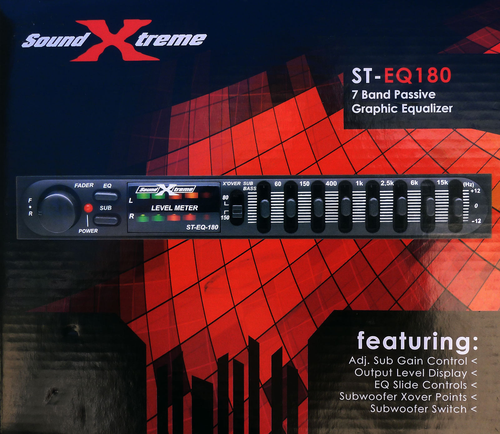 SoundXtreme CAR AUDIO PASSIVE EQUALIZER 7 BAND 1/2 DIN PRE AMP EQ SUB CROSSOVER