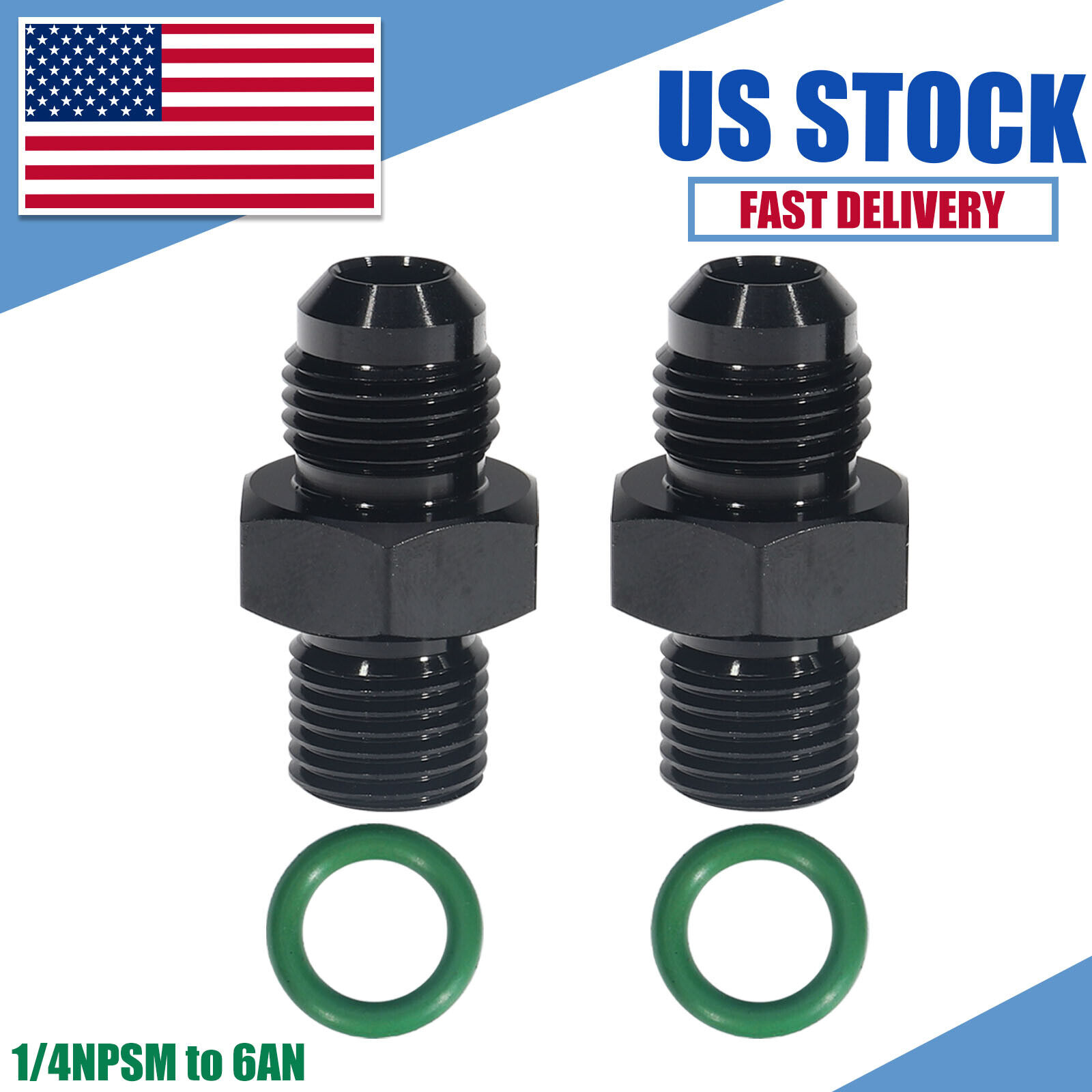 6AN to 1/4NPS Transmission Cooler Adapter Fitting for GM Turbo TH350 TH400 4L60E