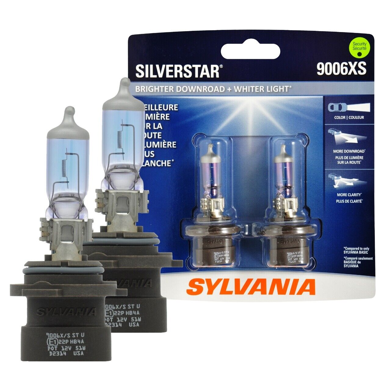 SYLVANIA 9006XS SilverStar High Performance Halogen Headlight Bulb, 2 Bulbs