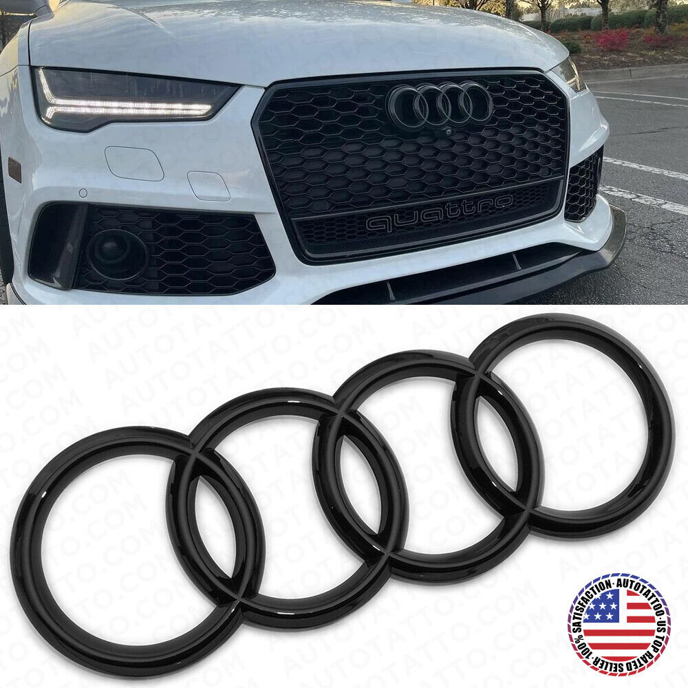 16-21 AUDI A6 A7 A8 S7 RS7 Gloss Black Front Grille Rings Badge Logo Emblem