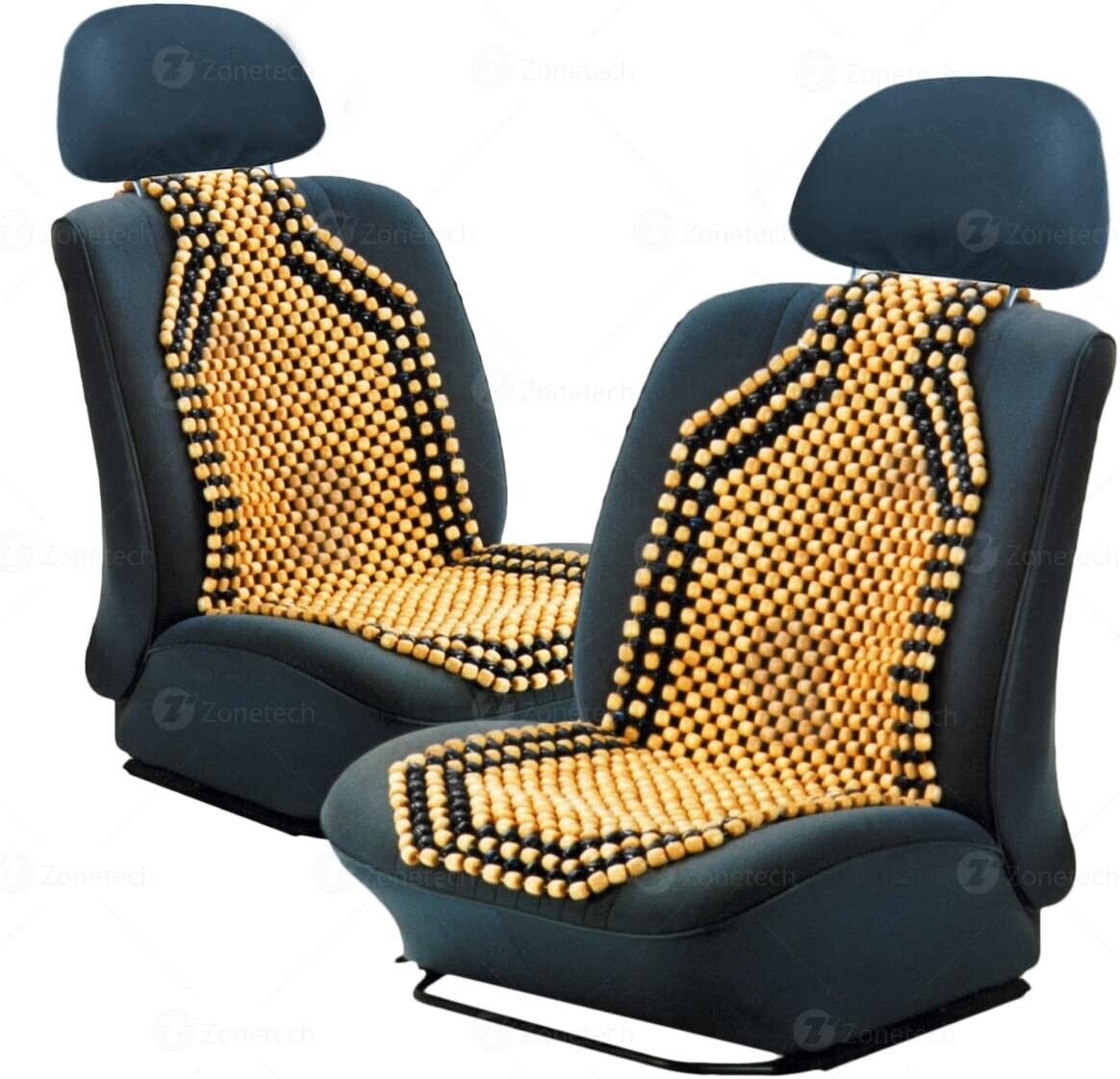 Zone Tech 2x Two Tone Wooden Beaded Beads Car Seat Cushions Massaging Cover