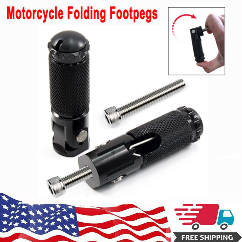 2Pcs CNC Folding Foot Pegs Footpeg Rear Set Rest Racing For Universal Motorcycle