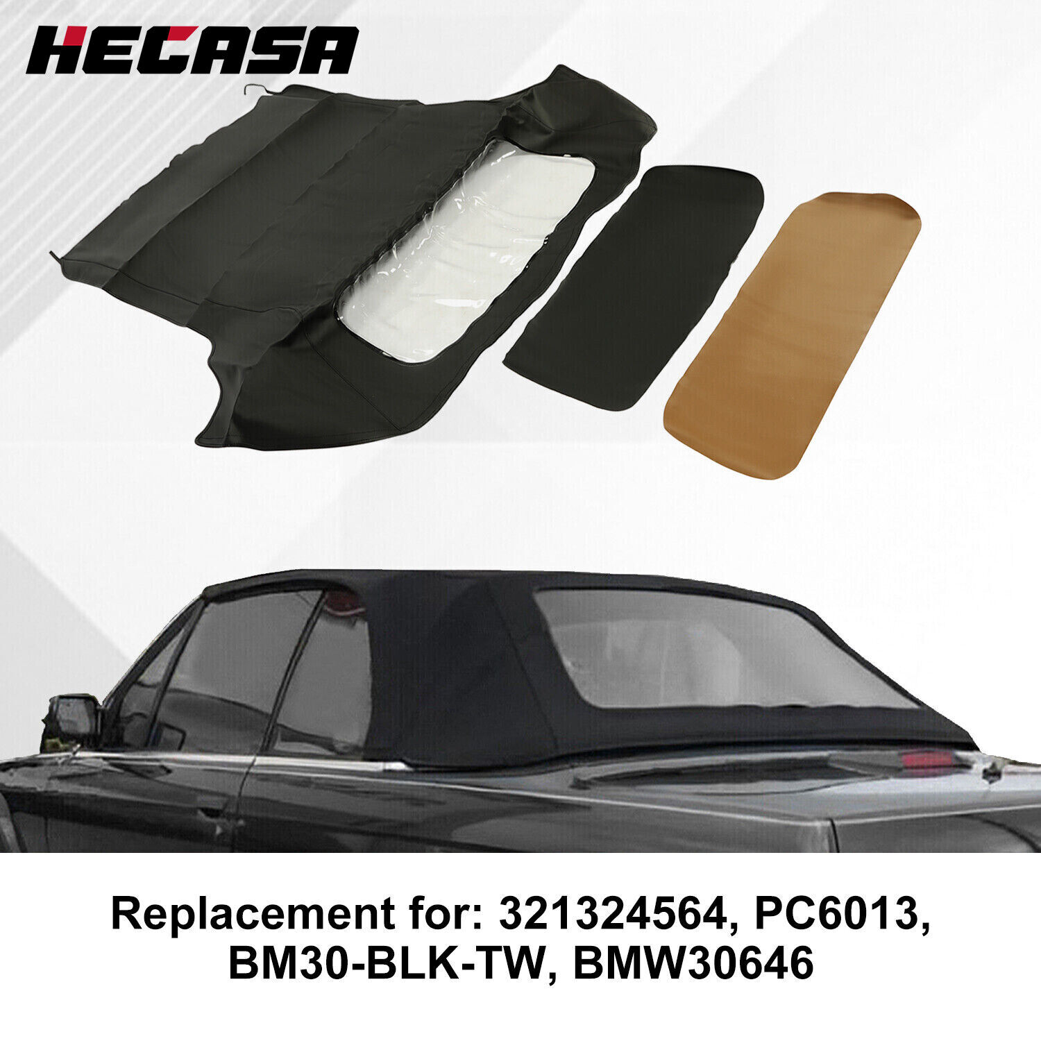 For BMW E30 E36 325i 318i 86-93 Convertible Soft Top Replacement&Clear window