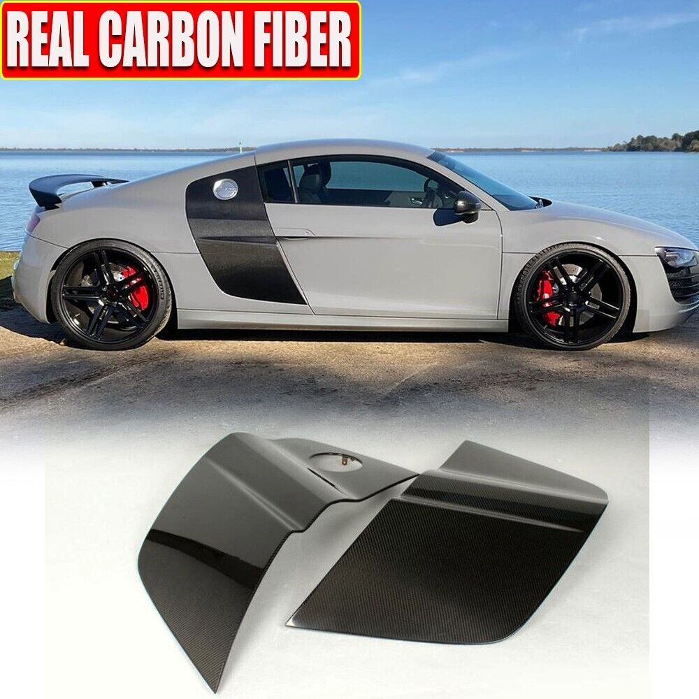 REAL CARBON Exterior Door Fenders Side Blade Skirts For Audi R8 Coupe 2008-2015