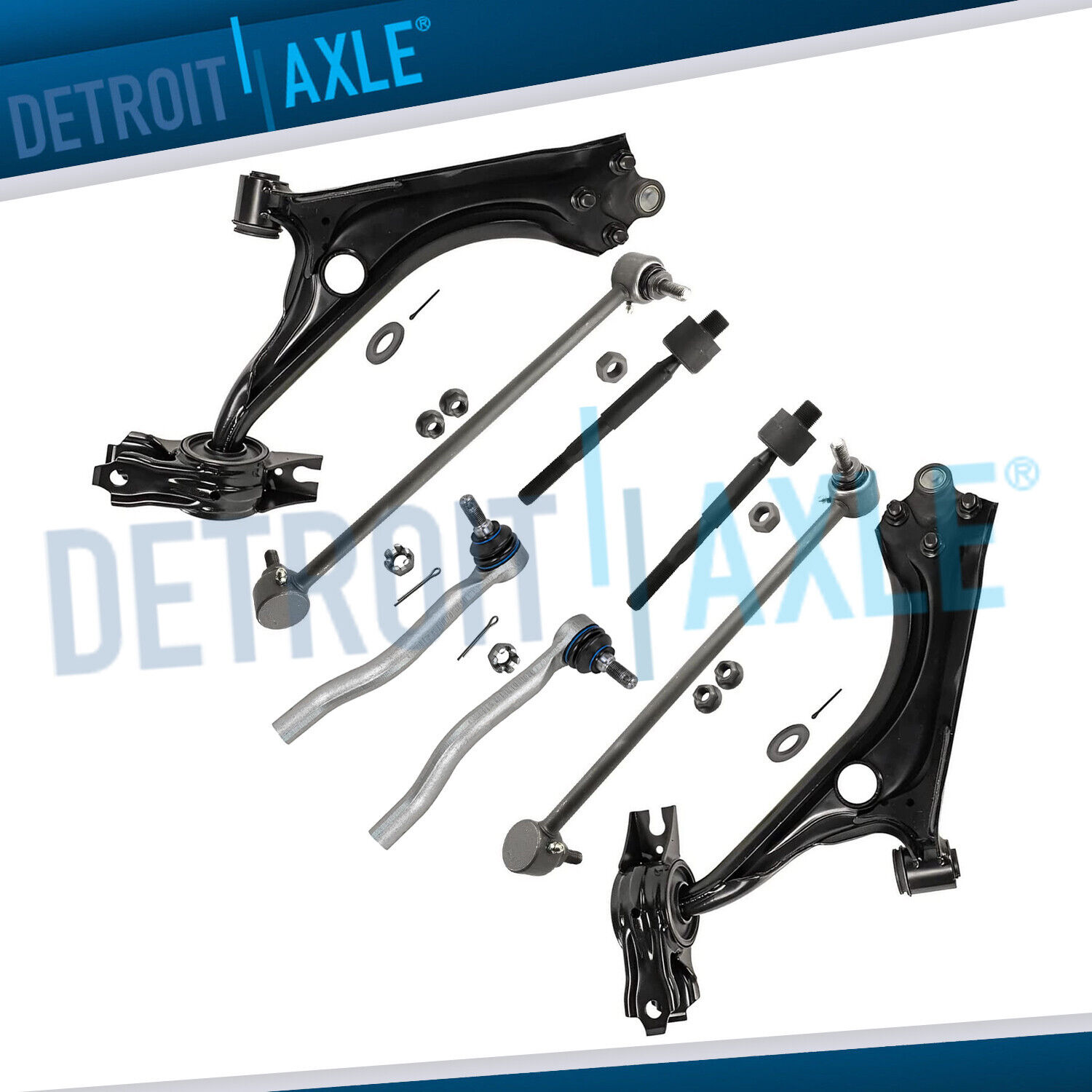 Front Lower Control Arms Sway Bars Tie Rod Ends Kit for 2016 - 2019 Honda Civic