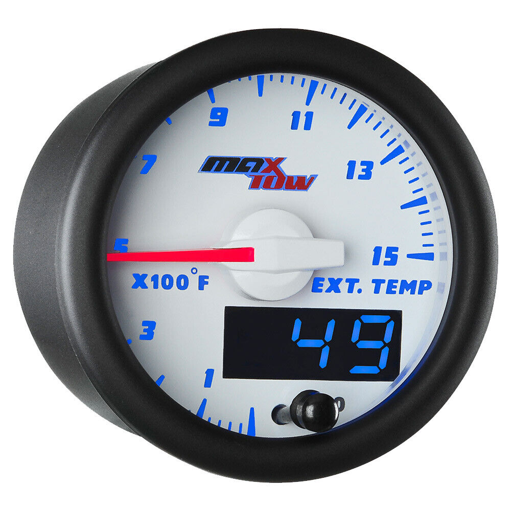 52mm White & Blue MaxTow Double Vision 1500F Pyrometer EGT Gauge