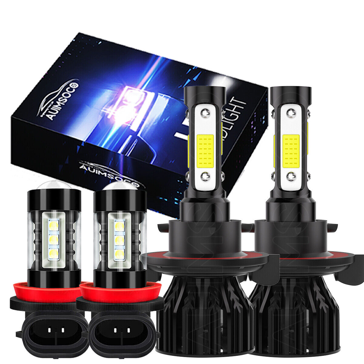 For Chevy Spark 2013-2016 4-SIDES LED Headlight High+Low & Fog Light Bulbs Kit