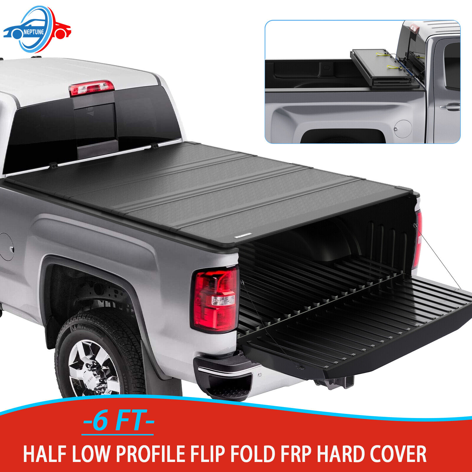 6FT Hard Truck Bed Tonneau Cover For 2005-2021 Nissan Frontier 4Fold Low Profile
