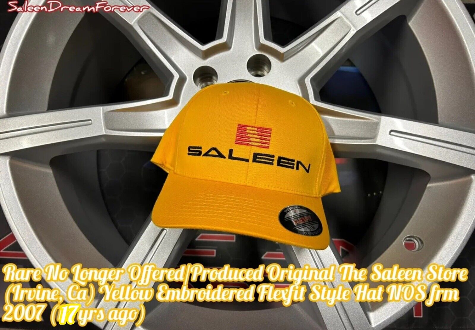 RARE THE SALEEN STORE YELLOW FLEXFIT HAT NOS S281 SC PJ MUSTANG S331 TRUCK FORD