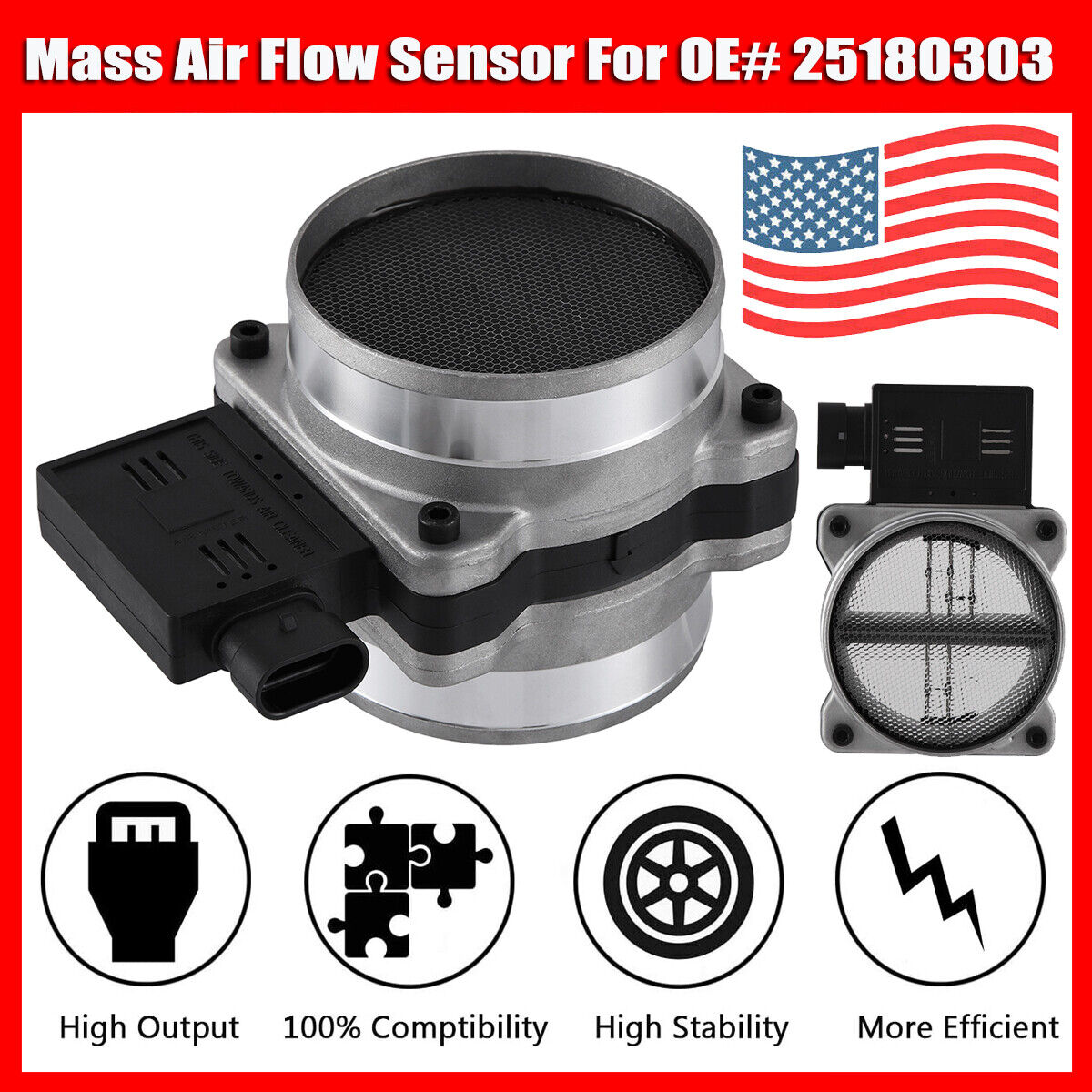 Mass Air Flow Sensor MAF for Buick Century Chevrolet Astro Blazer GMC # 25180303