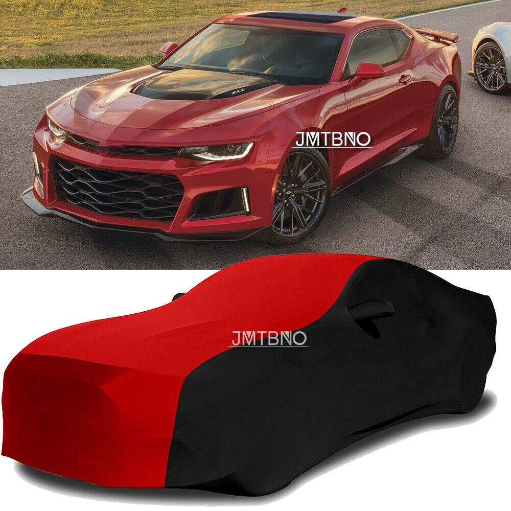 Satin Stretch Indoor Car Cover Scratch Dust Proof Red /Black for Camaro LT1 ZL1