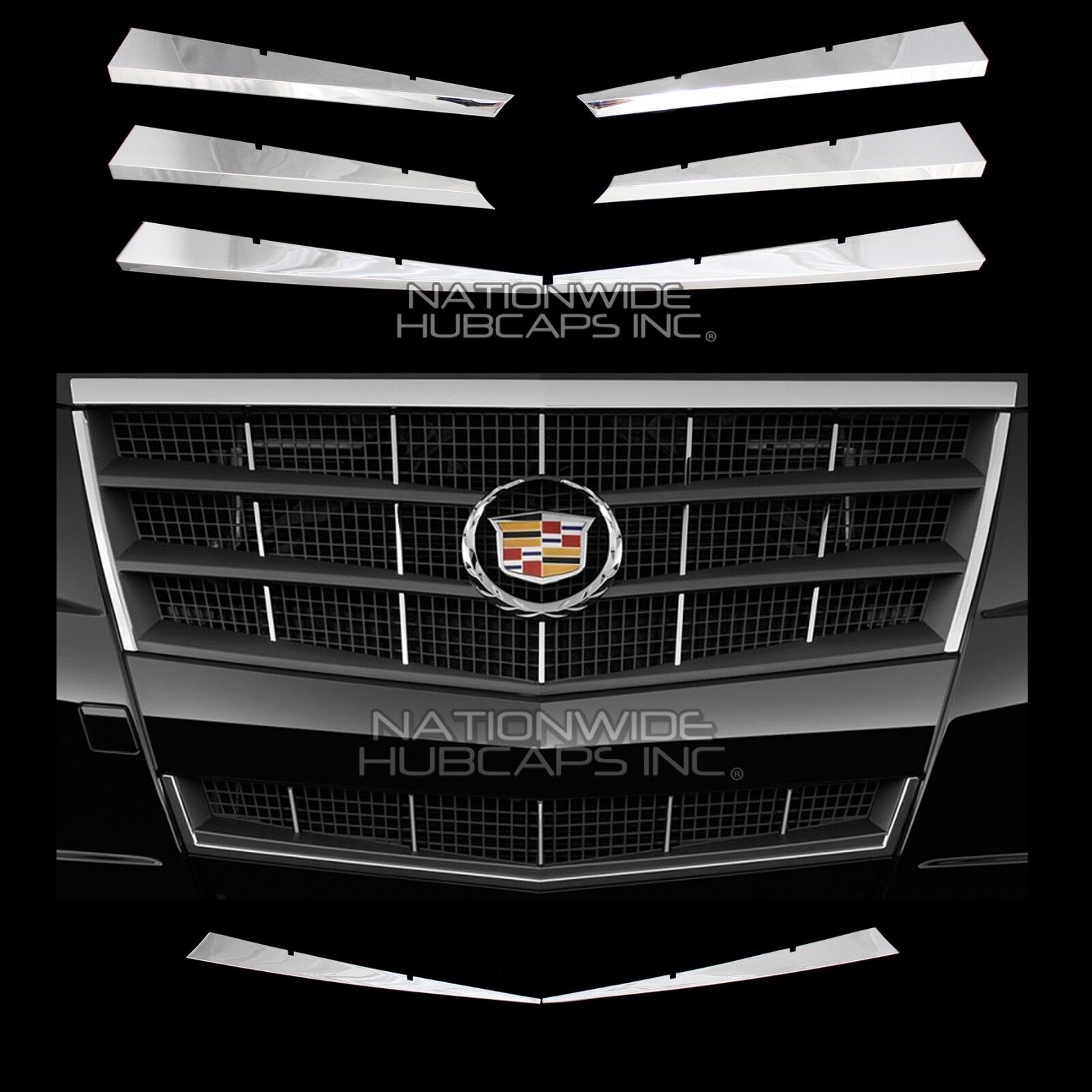 fits 2008-2011 Cadillac CTS CHROME Grille Overlay Grill Bar Covers Trim Inserts