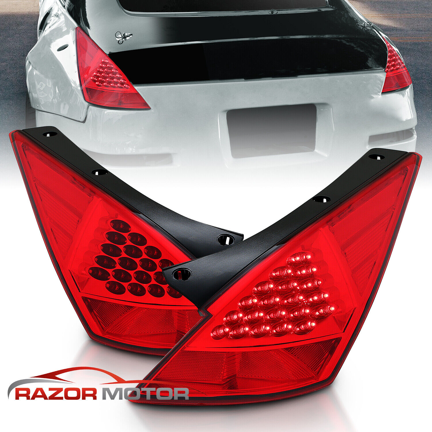 [LED Style] 2003 - 2007 For 350Z Red Rear LED Brake Tail Lights Pair