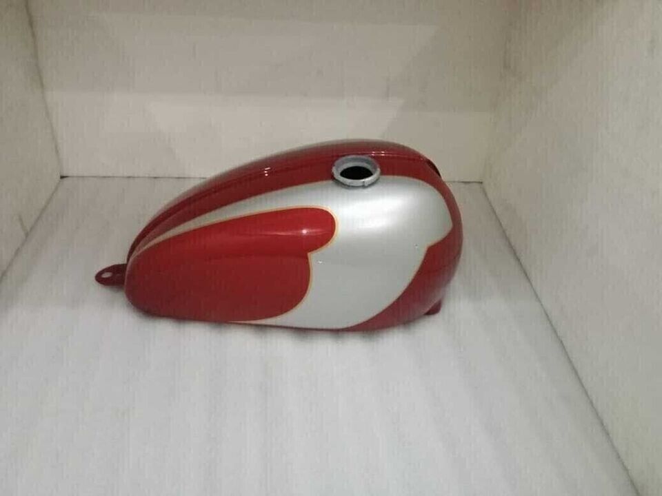 Triumph T120 Cherry & Silver Painted Steel Petrol Fuel Gas Tank With Cap |Fit