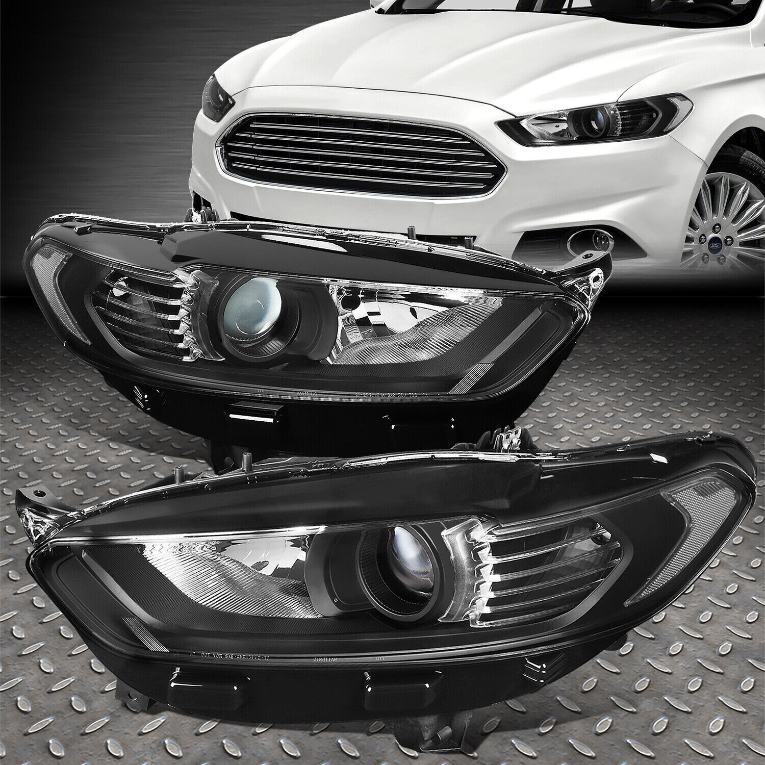 FOR 13-16 FORD FUSION FACTORY STYLE PROJECTOR HEADLIGHT HEAD LAMPS BLACK/CLEAR