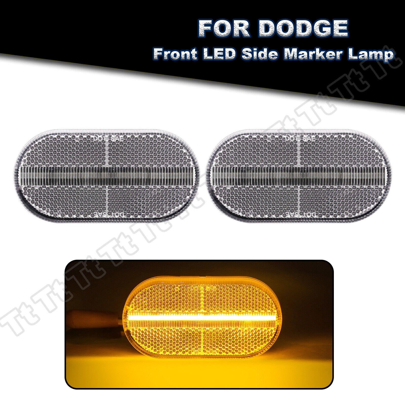 For 92-02 DODGE VIPER GTS SRI SRII LED Side Marker Turn Signal Lights Clear Lens