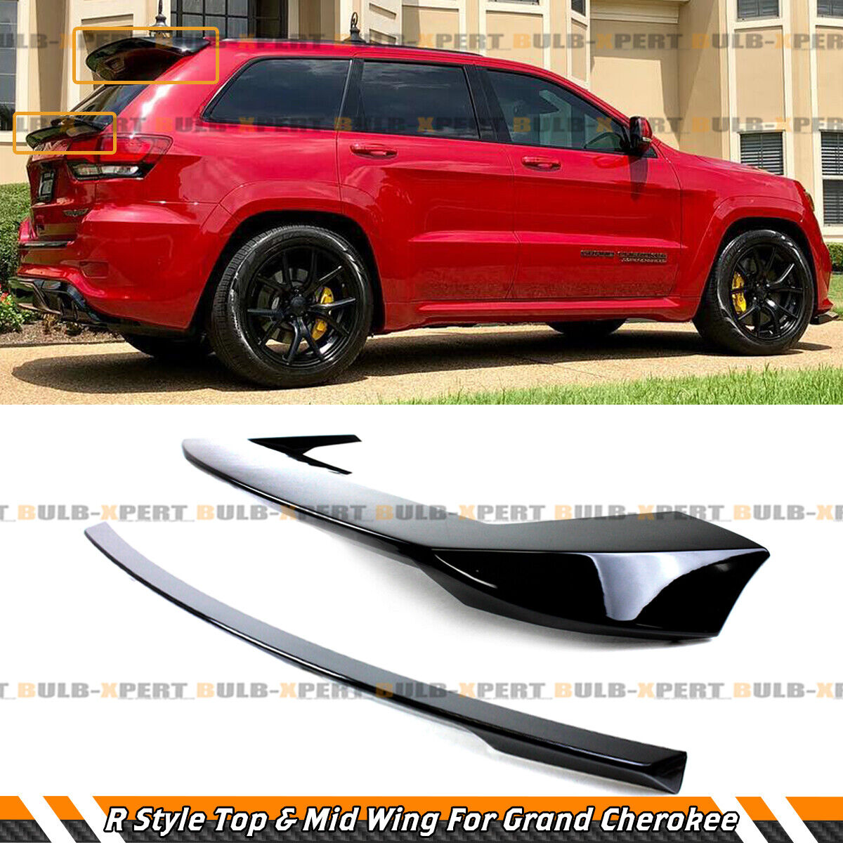 FOR 2013-2021 JEEP GRAND CHEROKEE R STYLE REAR ROOF SPOILER + TAILGATE MID WING