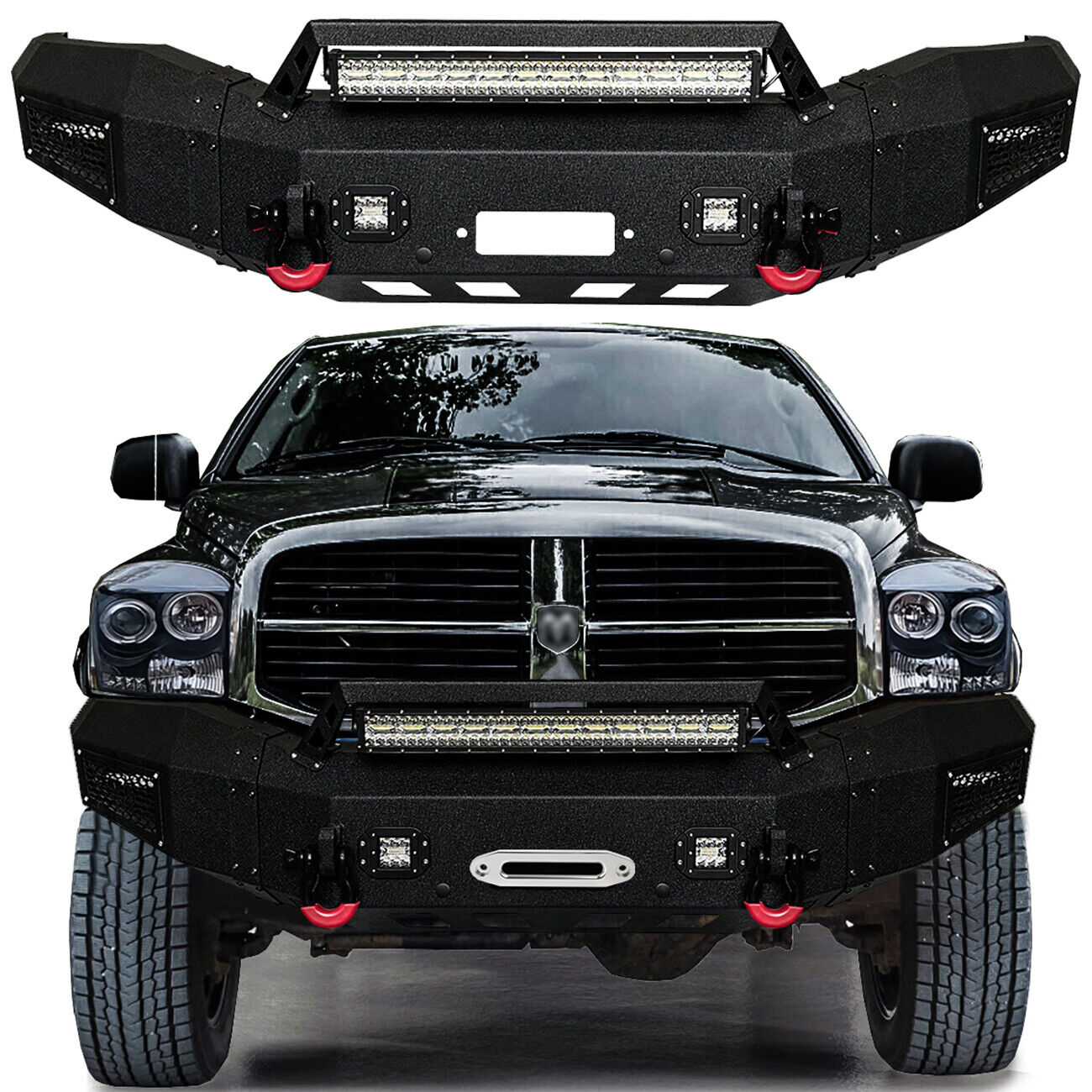 Vijay For 2006-2009 Dodge Ram 2500 3500 Front or Rear Bumper with LED Lights