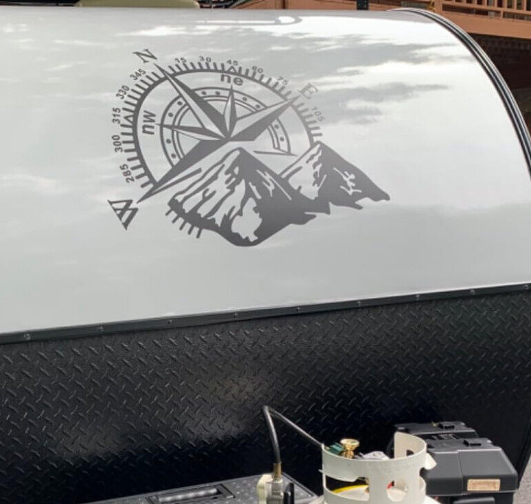 RV Camper Compass Rose Decal, Truck Trailer Graphics, Travel Vinyl Sticker Sign