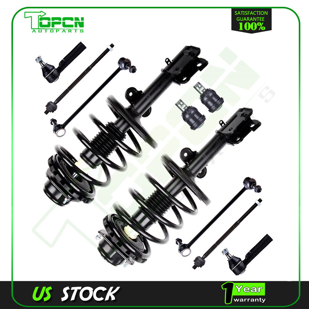 For 96-00 Plymouth Grand Voyager Front Struts Ball Joints Sway Links Tie Rods