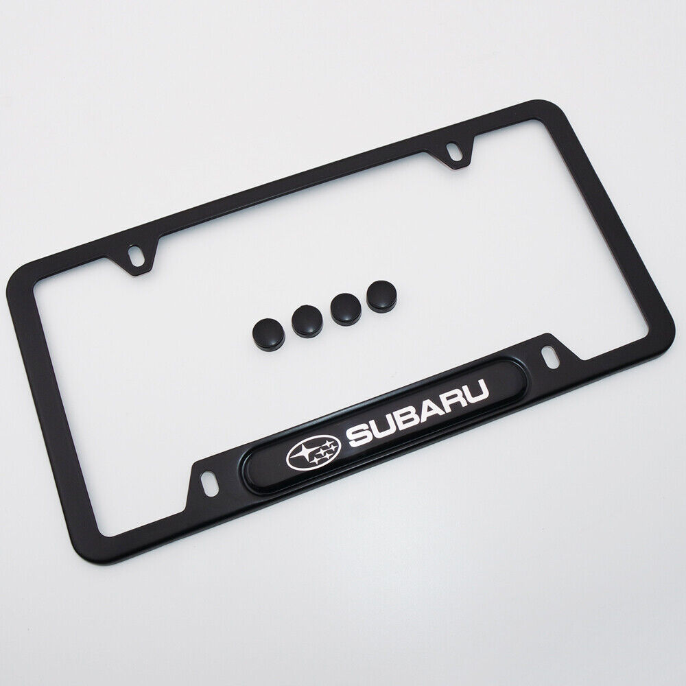For Subaru Brand New License Frame Plate Cover Stainless Steel - Black