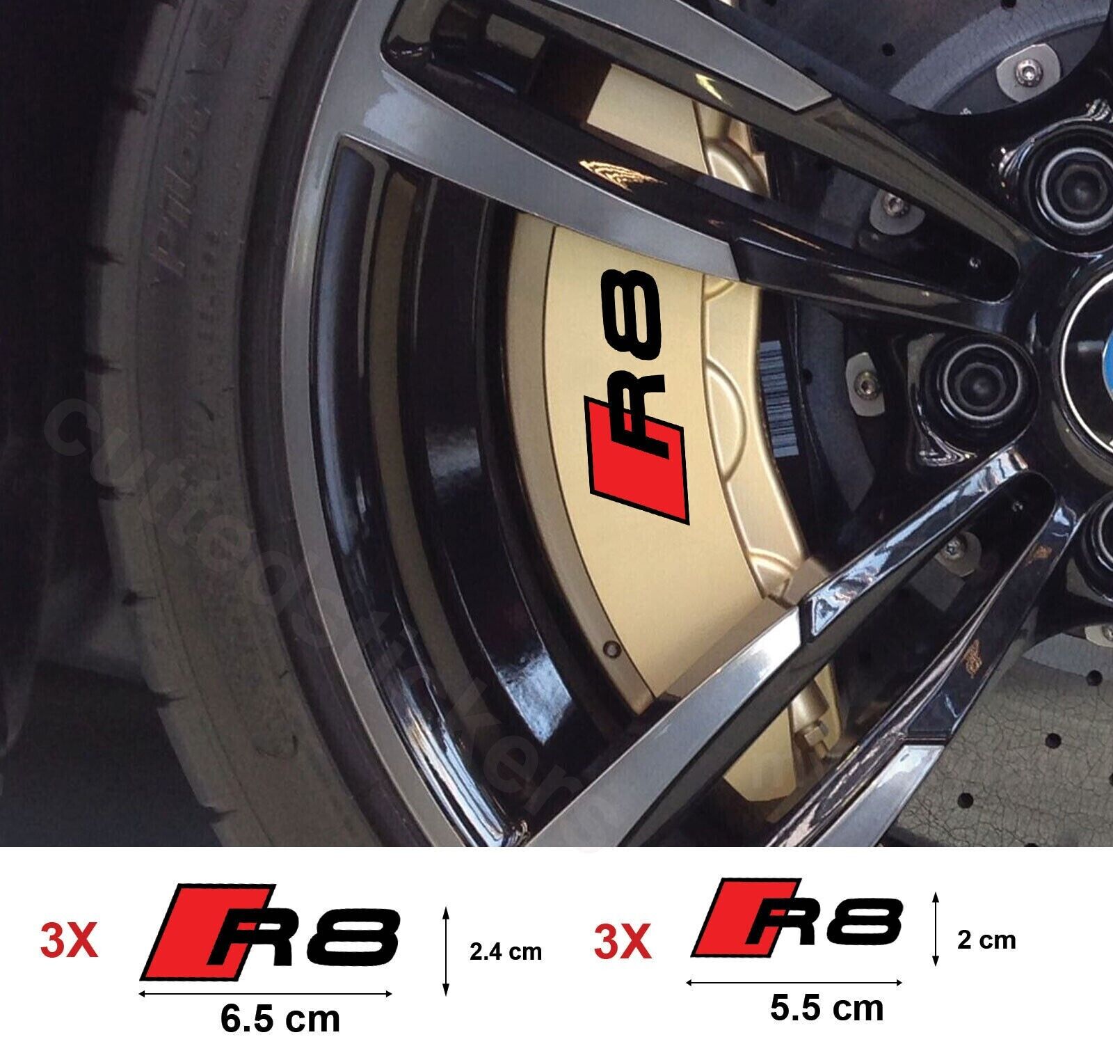 6x Audi R8 Red Black Brake Caliper Decal Stickers for Audi R8 R Line
