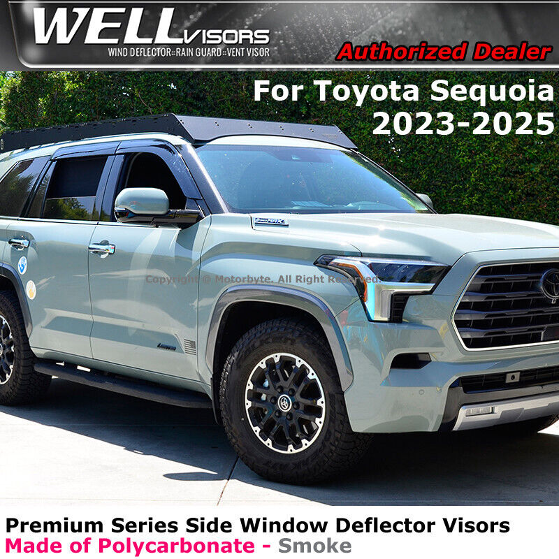 WELLvisors Premium Series For Toyota Sequoia 2023-2024 Window Visors Smoke Guard