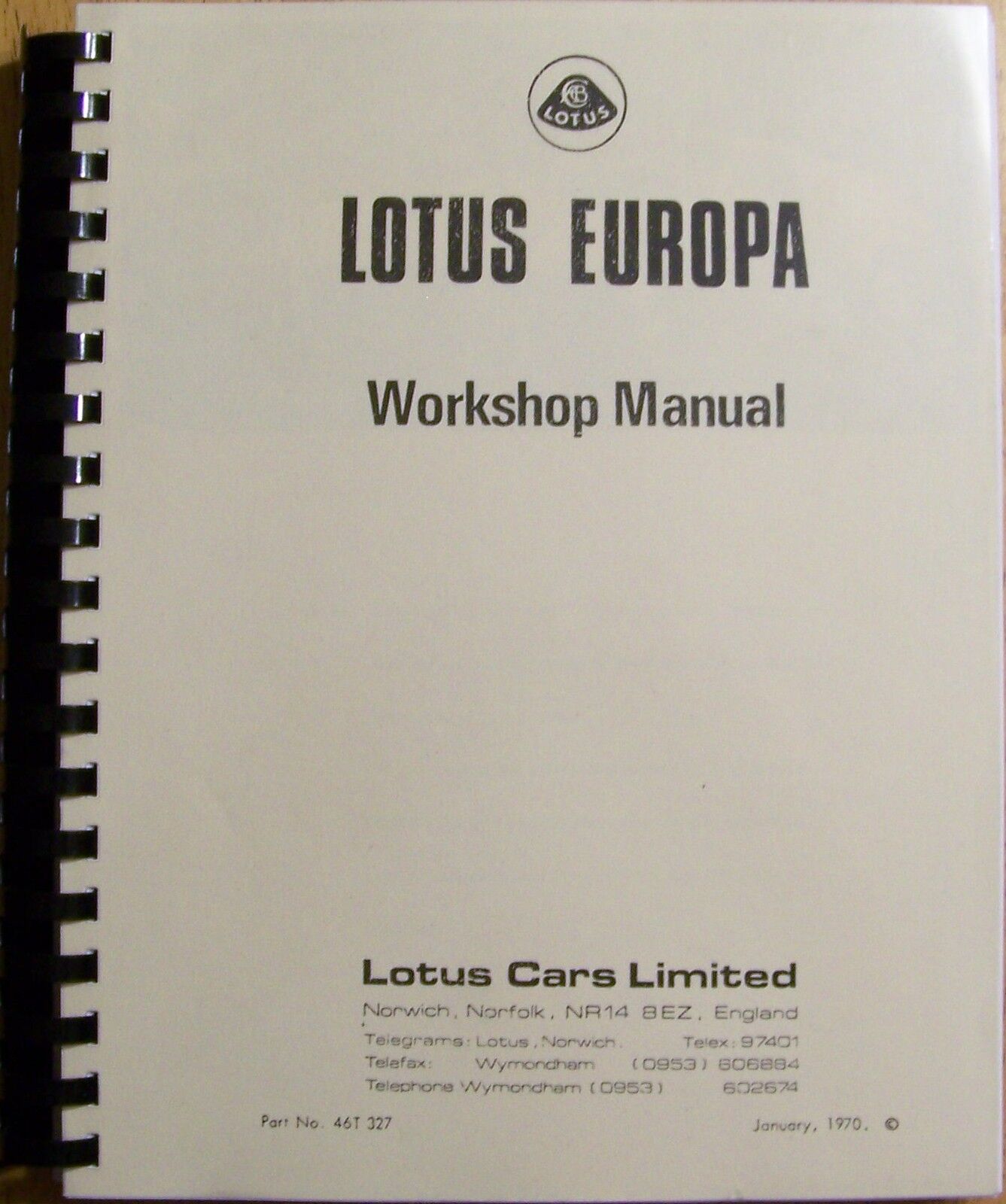 Lotus Europa Series 1 & 2 Shop/Service Manual - Brand New