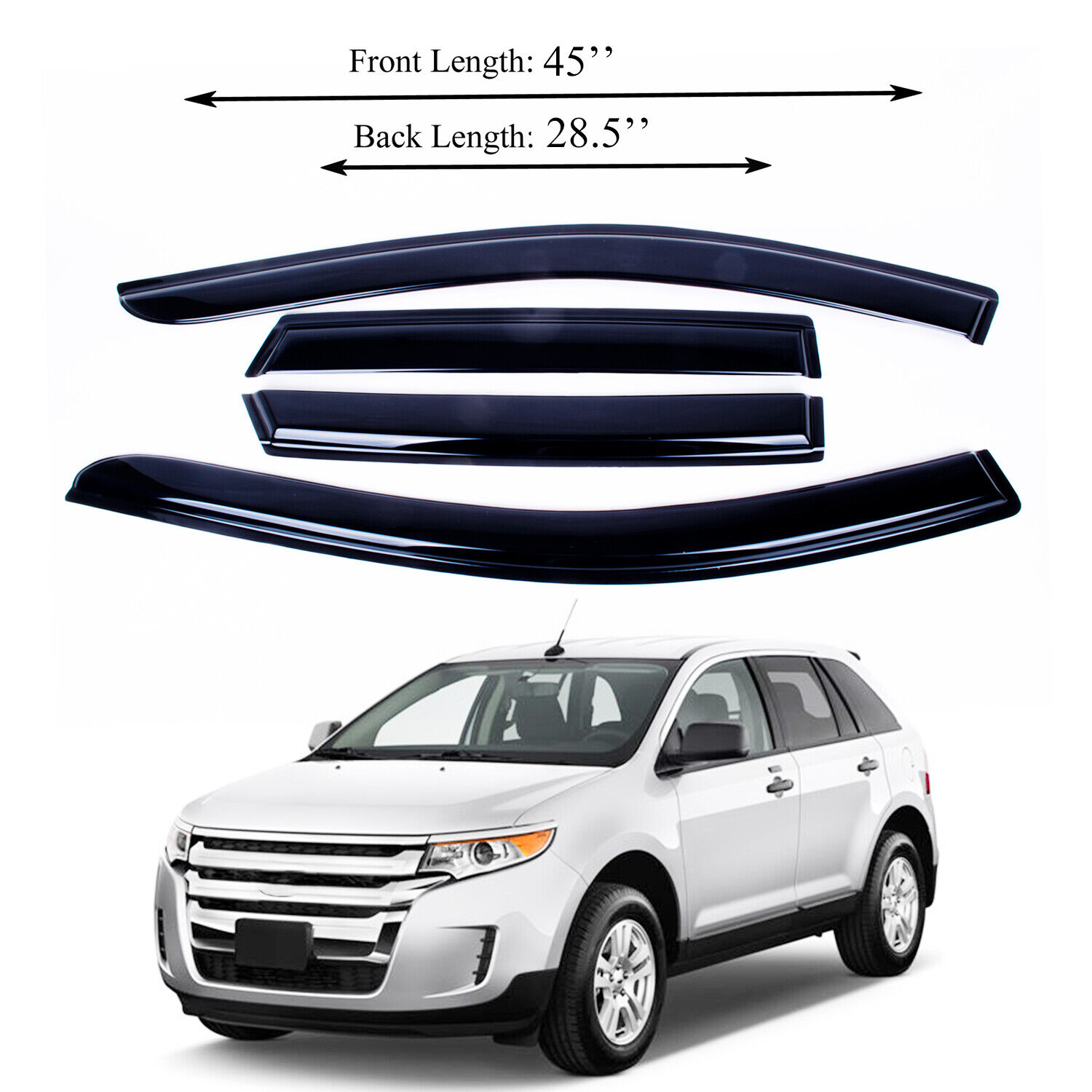 Fits for 2007-2014 Ford Edge, 2007-2015 Lincoln MKX Window Deflector Dark Smoke