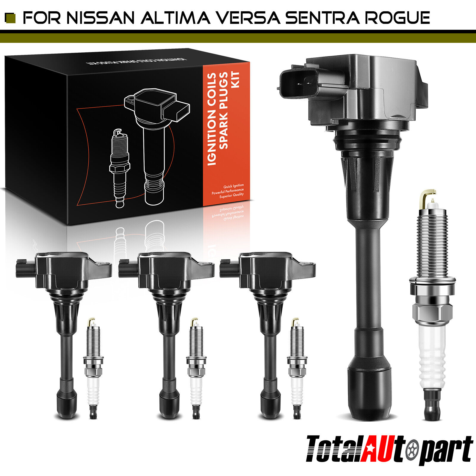 New 4x Ignition Coil & 4x DOUBLE IRIDIUM Spark Plug Kit for Nissan Altima Sentra