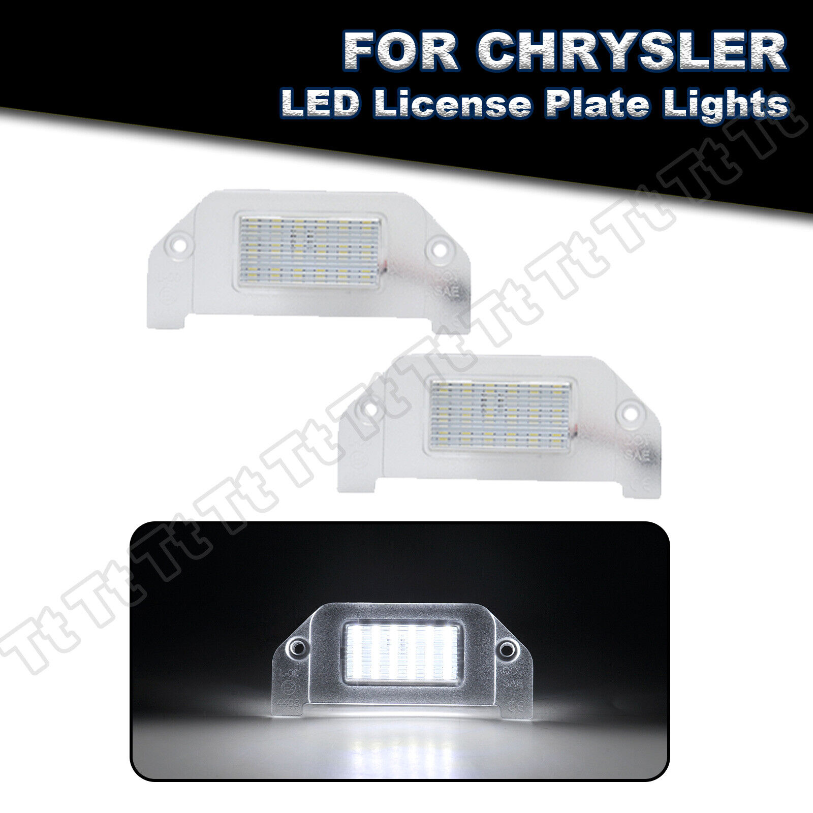 For 05-14 Chrysler 300 300C 300S 07-10 Sebring White LED License Plate Lights 2x