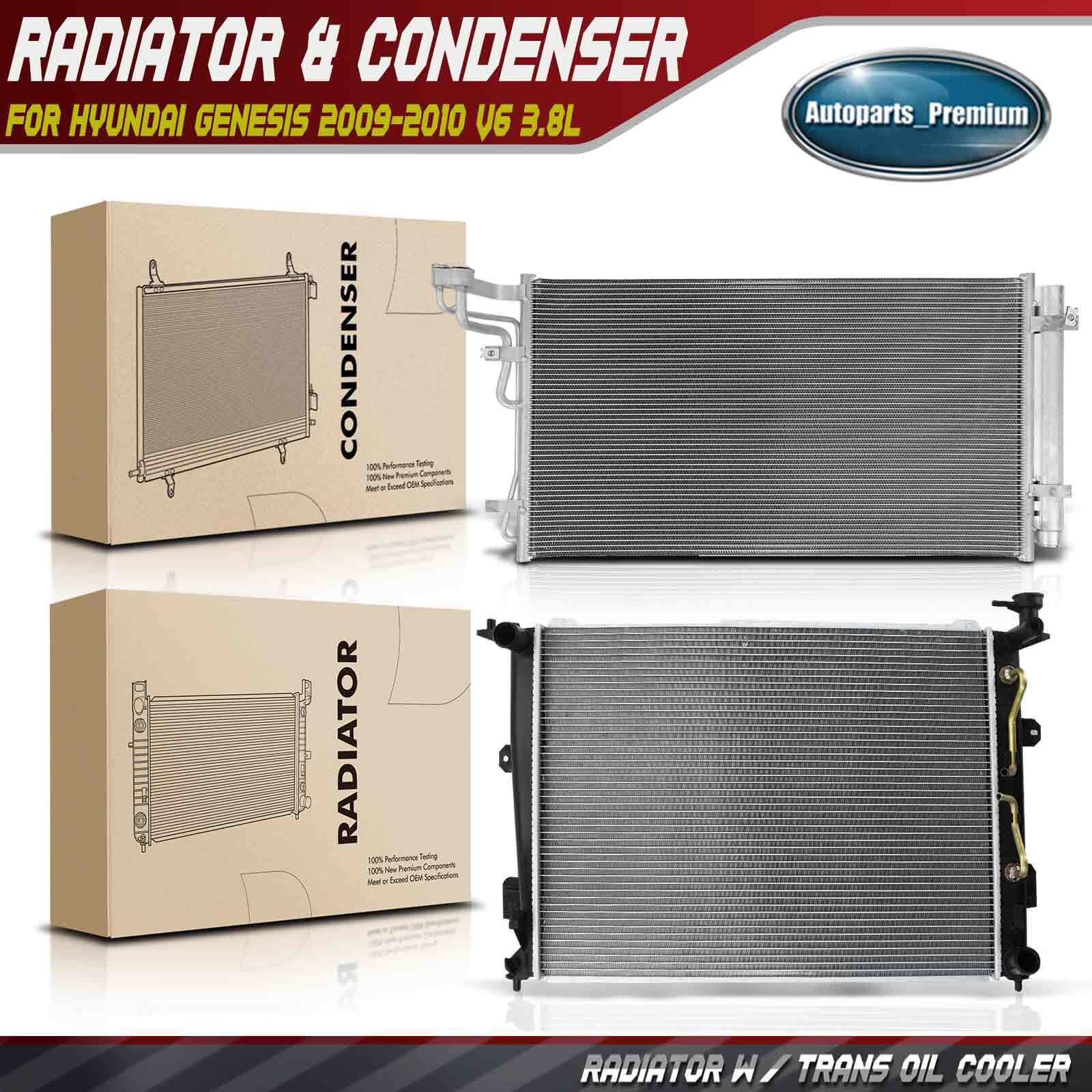 2x Radiator & AC Condenser Cooling Kit for Hyundai Genesis 2009-2010 V6 3.8L