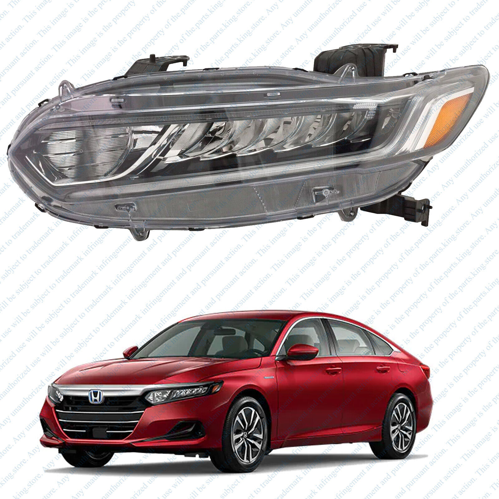 For 2018 2021 Honda Accord Halogen LED Headlight Assembly Left Driver Side