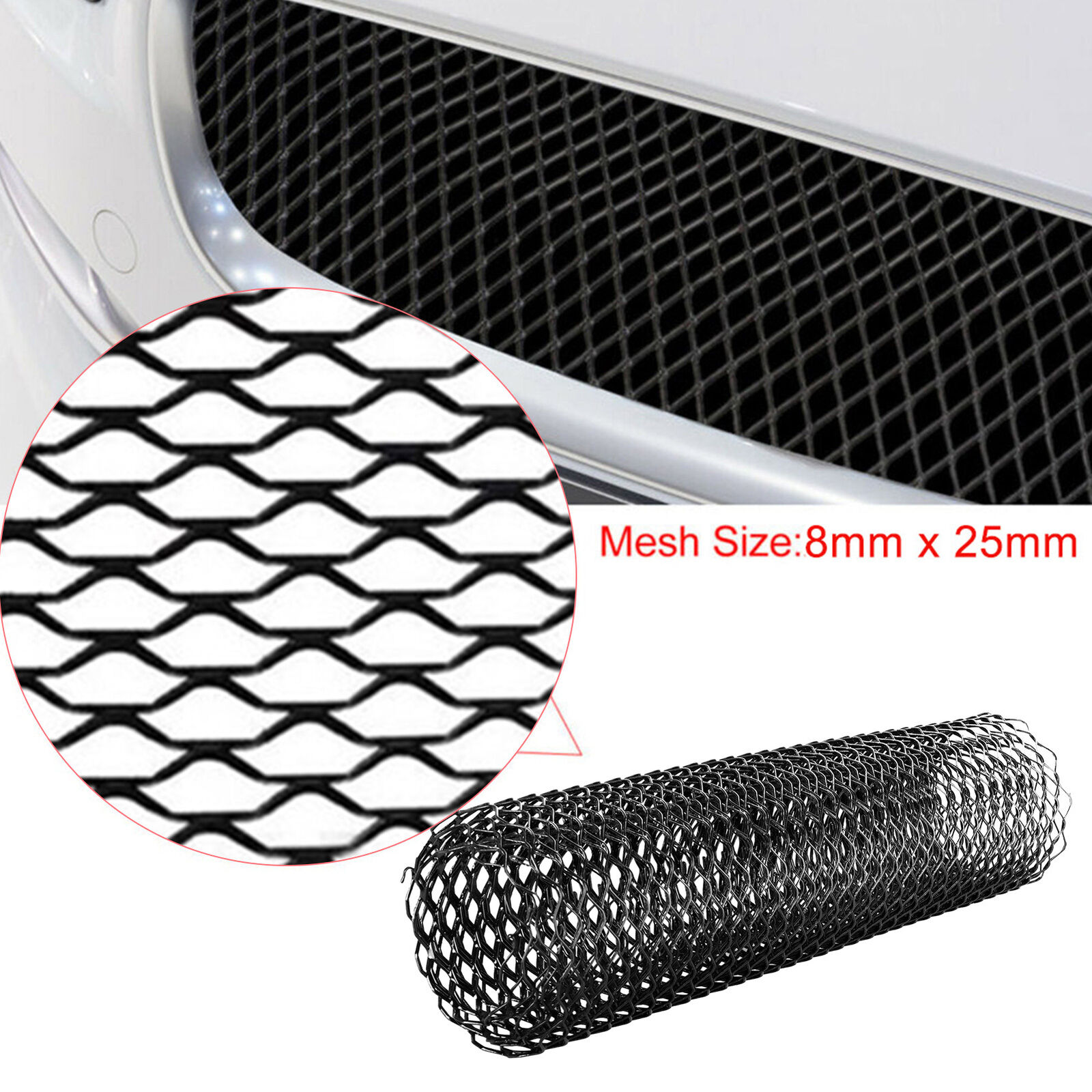 40\'\'x13\'\' Universal Black Car Grille Mesh Net Sheet Aluminum Rhombic Auto Grill