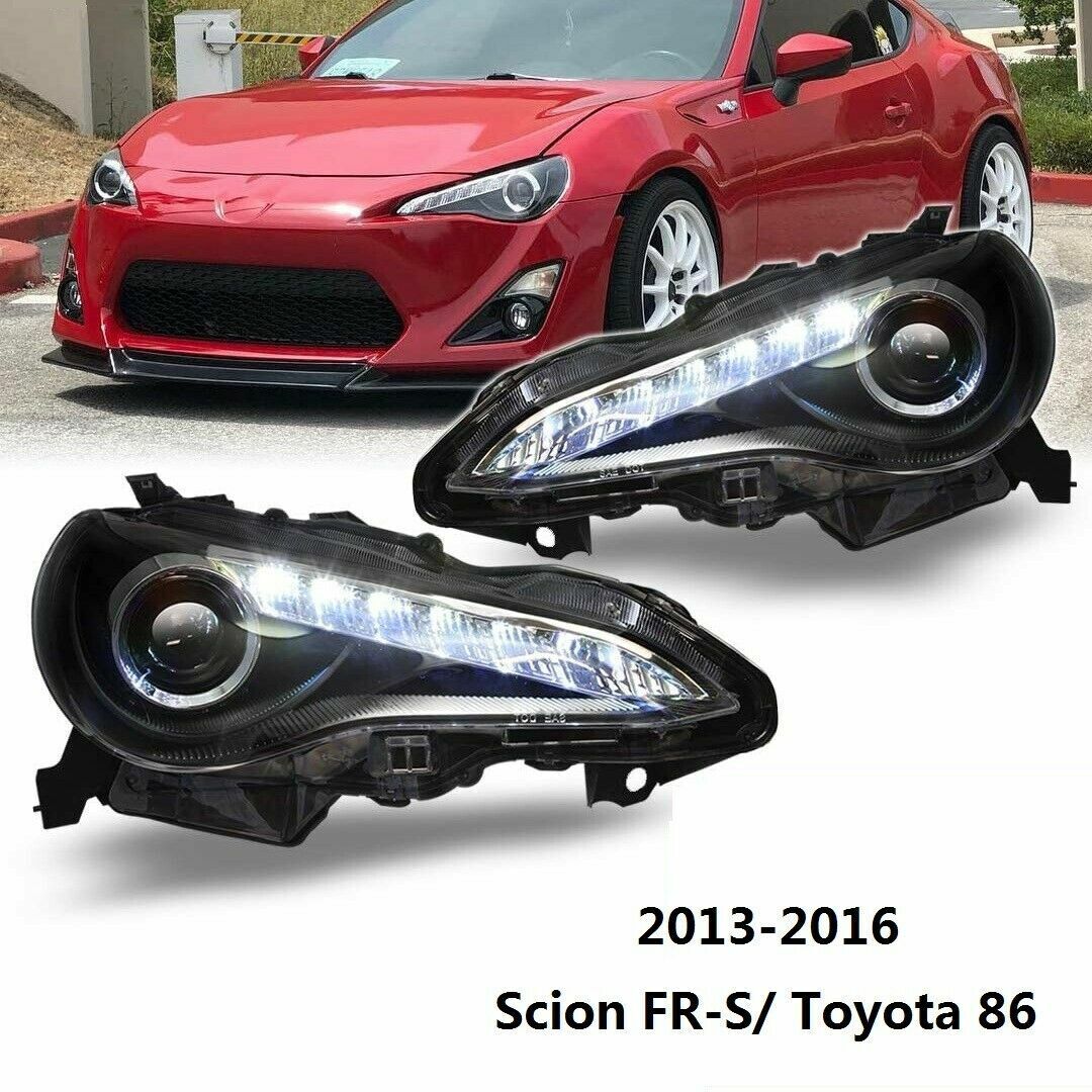 Headlights for 13-16 Scion FR-S /17-20 Toyota 86 Projector Headlamp Black Clear