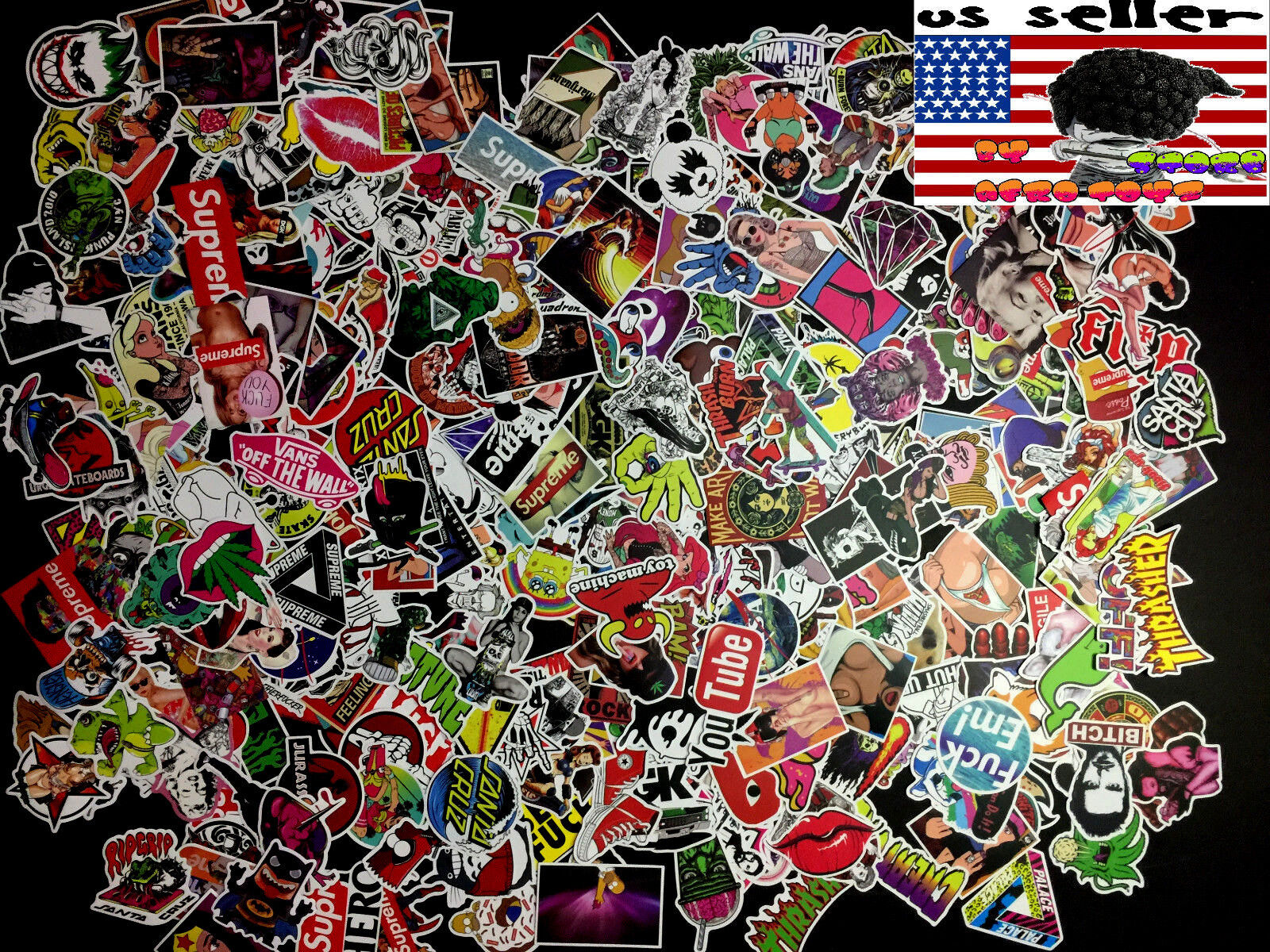 500 New Random Skateboard Stickers bomb Laptop Luggage Decals Dope Sticker Lot