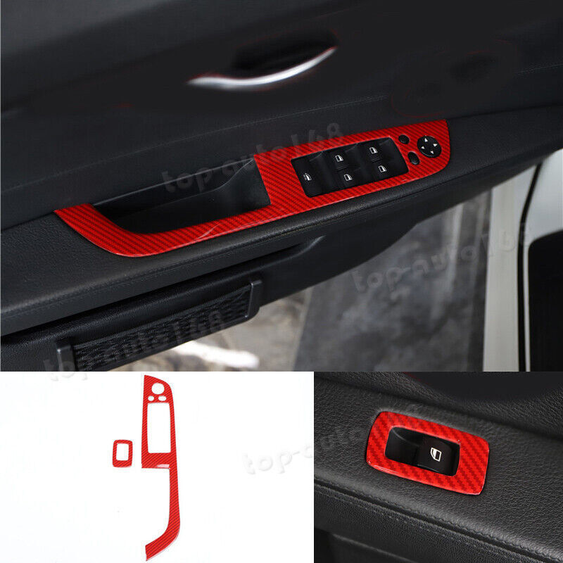 For BMW Z4 2009-16 ABS Red Carbon Fiber Look Window Switch Lock Panel Cover Trim