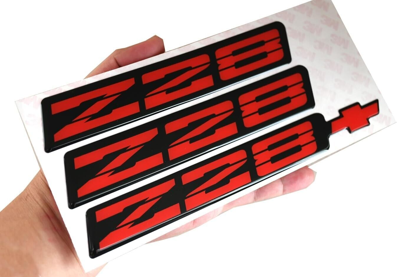Set New Z28 Rocker Panel & Rear Bumper Emblem Replacement for 82-92 9192Z28 Red