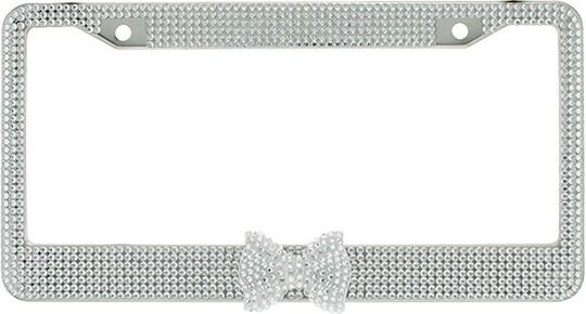 Clear 7 Rows Bling Diamond Crystal License Plate Frame With Clear Bow Tie