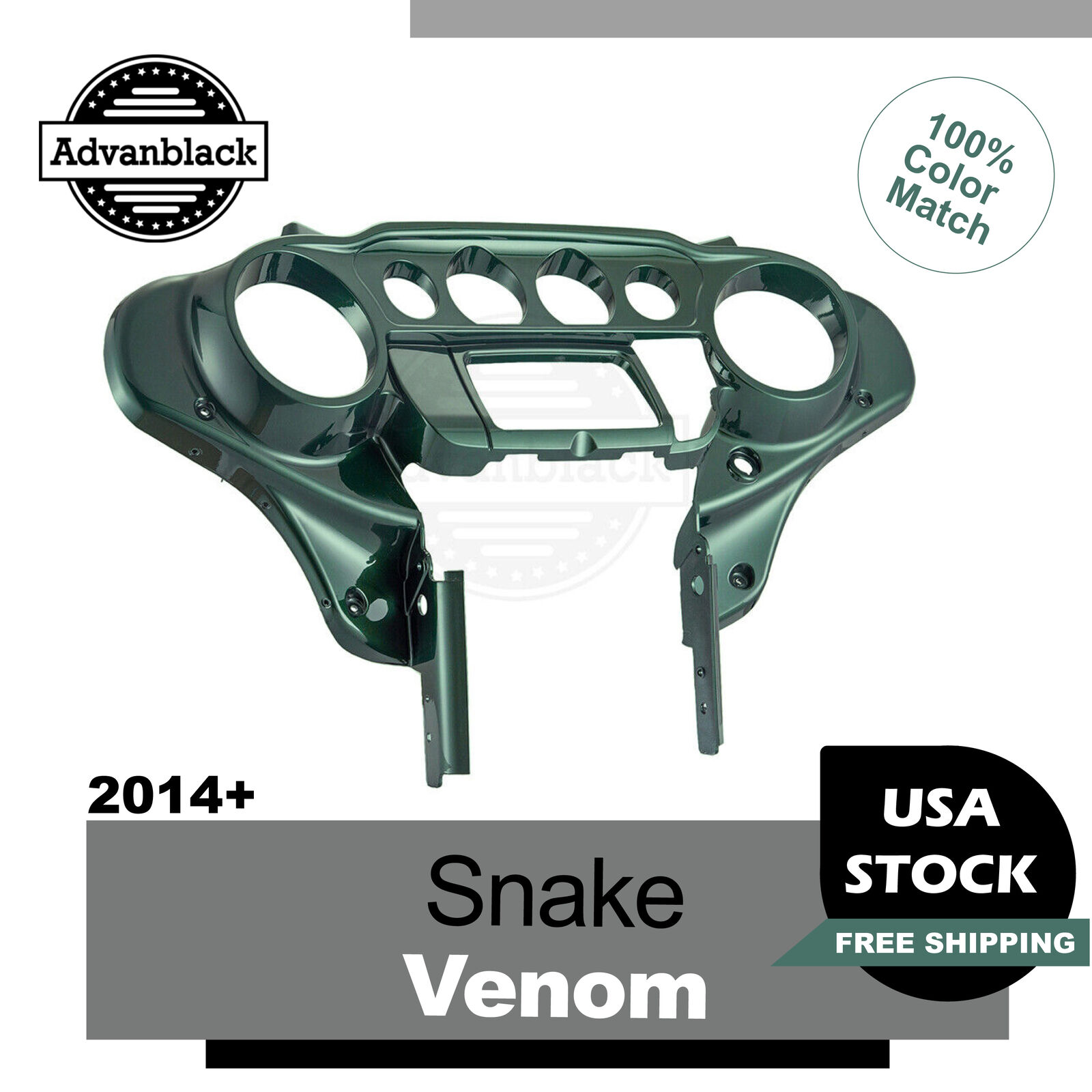 Advanblack Snake Venom Front Inner Fairing Batwing Kits Fits Harley 2014+
