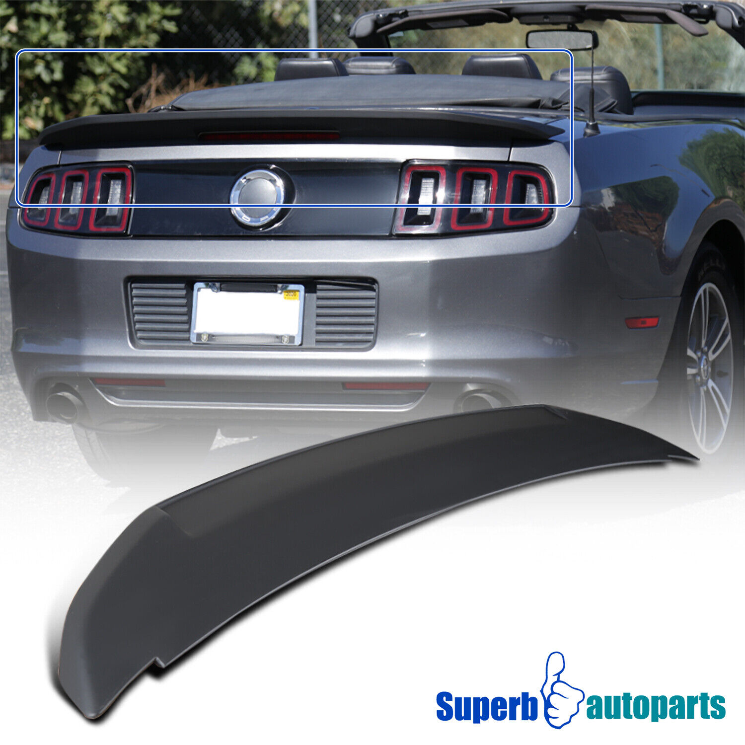 Fits 2010-2014 Ford Mustang Shelby GT500 Factory Style Rear Trunk Spoiler Wing