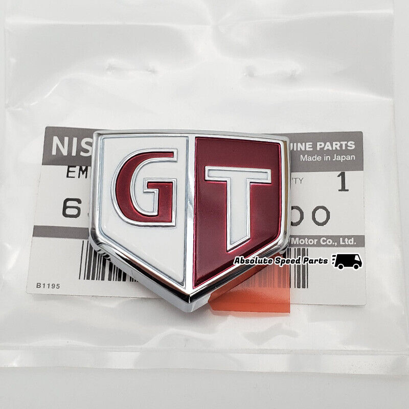 New OEM Nissan Skyline R34 GTT Side Fender Emblem white and red 63896-AA100