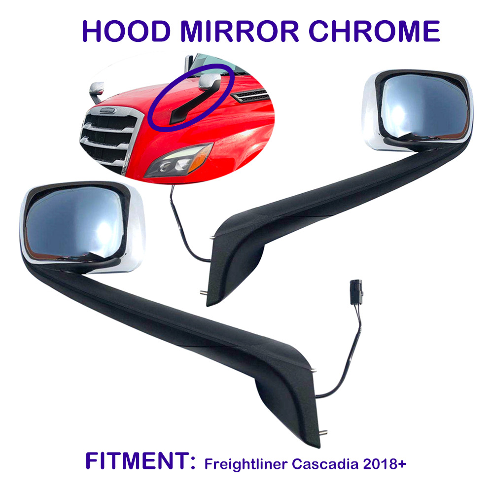 Hood Mirror for Freightliner Cascadia 2018-2023 Pair ( LH&RH ) Heated/Chrome
