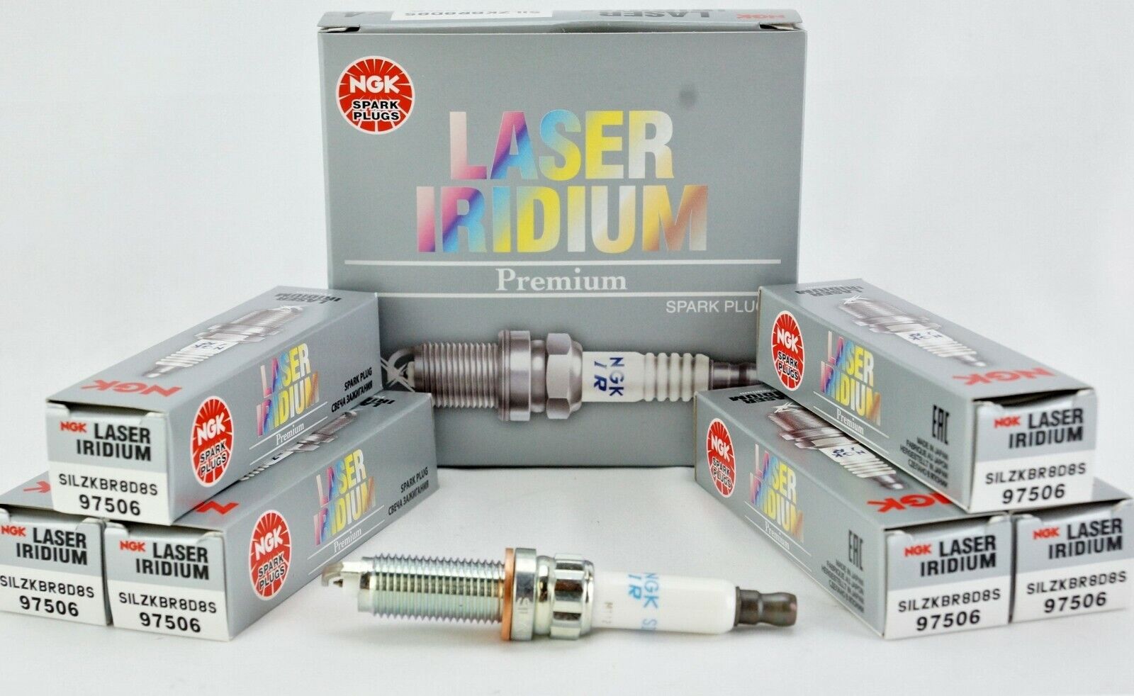 Set of 6 NGK 97506 - Laser Iridium Spark Plugs SILZKBR8D8S