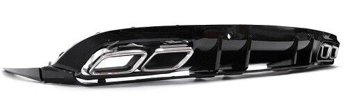 C63S Styler Rear Diffuser Chrome Exhaust Tips For Benz W205 C205 Coupe AMG