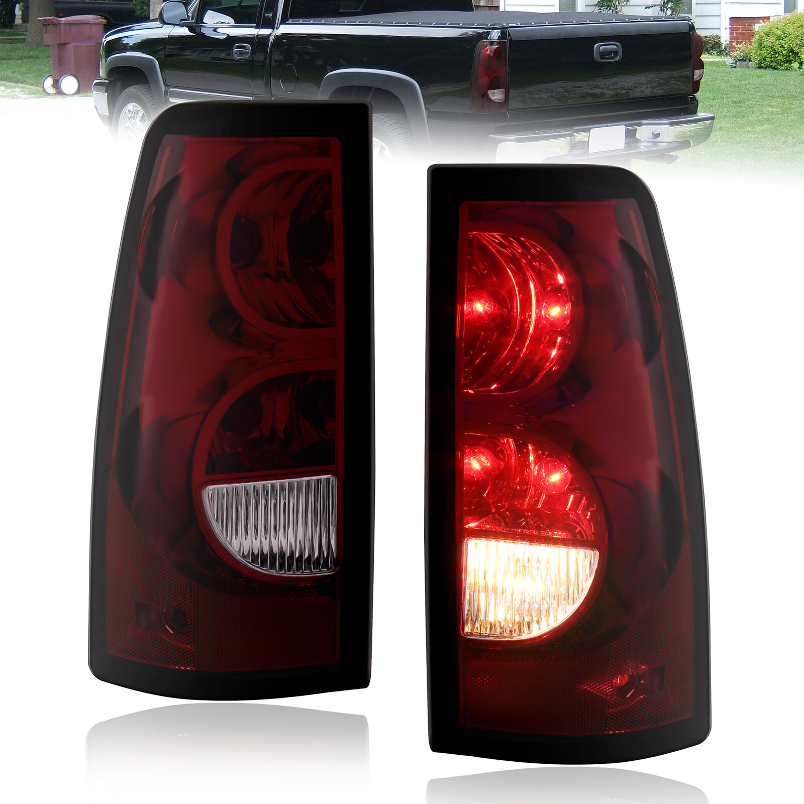 2X Tail Lights Rear Lamp Smoke Lens For 2003-2006 Chevy Silverado 1500 2500 3500