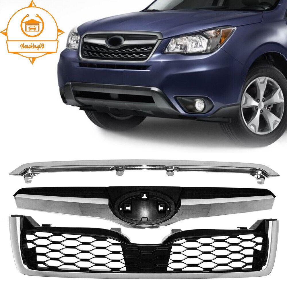 Chrome Honeycomb Grille For 2014-2018 Subaru Forester Front Upper Bumper Grill